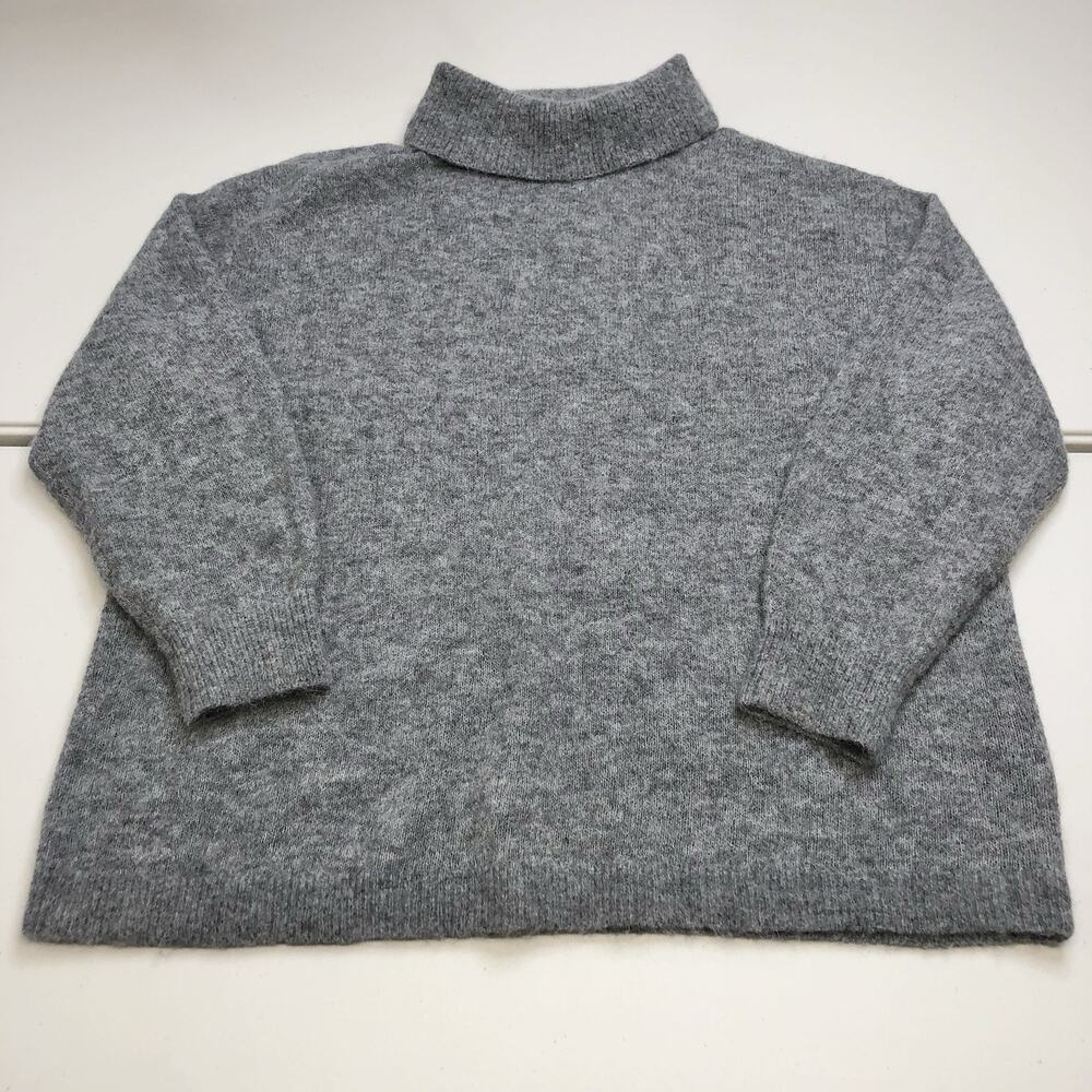 H&M OVERSIZED ALPACA WOOL BLEND JUMPER SWEATER GRAY XL TURTLENECK
